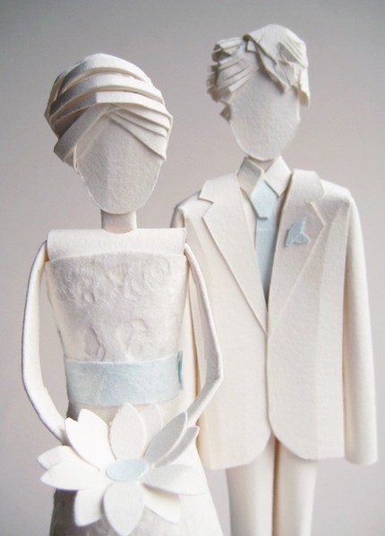 Paper Art Wedding Cake Toppers White Cabana
